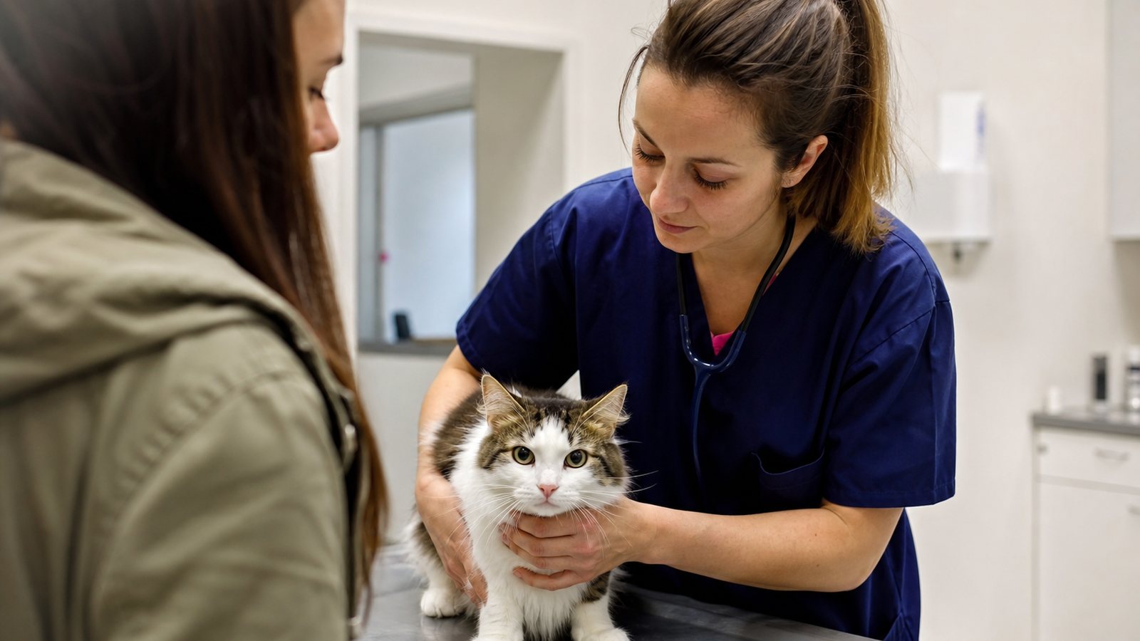 Vétérinaire examinant un jeune chiot pour définir son protocole de vermifugation